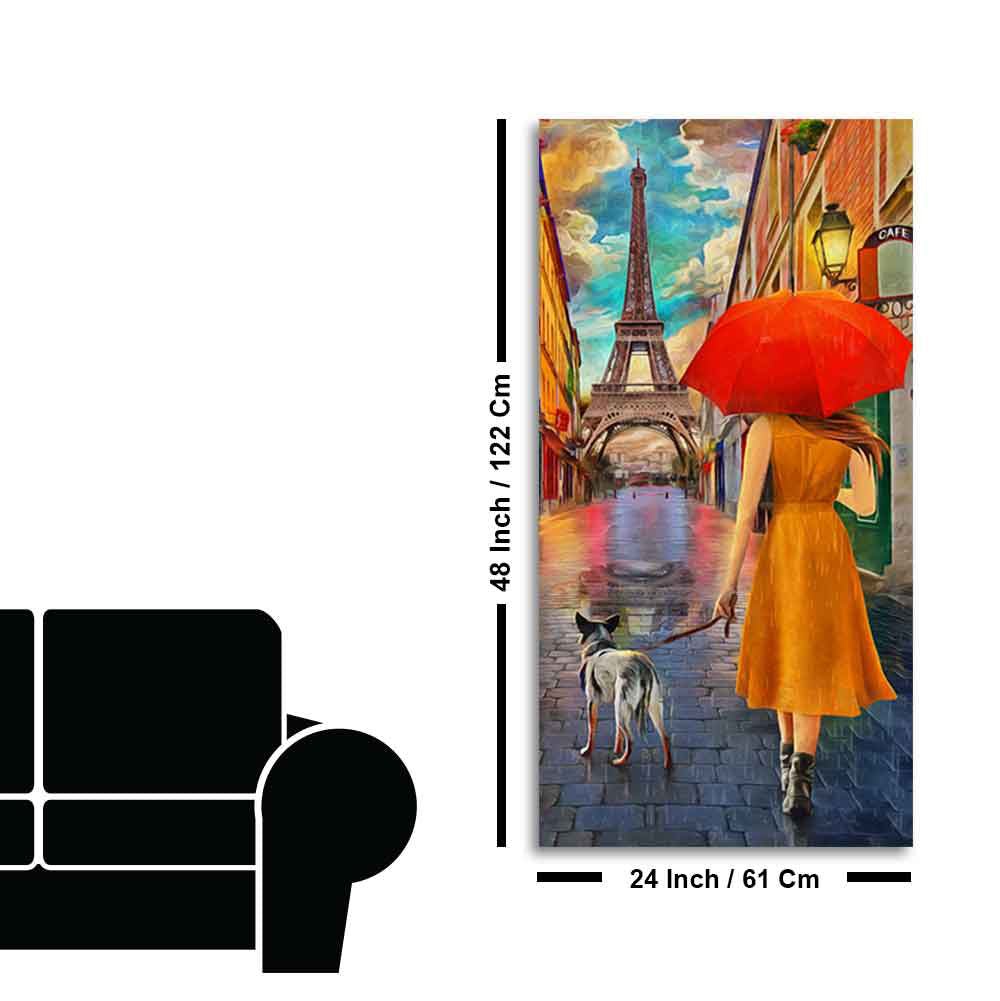 Canvas Wall Hanging Painting Rainy Day Street View of Paris - Decor Smart
