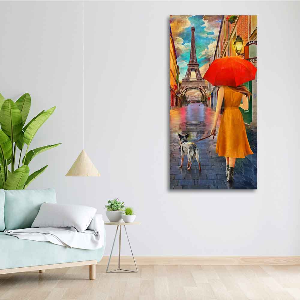 Canvas Wall Hanging Painting Rainy Day Street View of Paris - Decor Smart