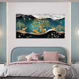 Canvas Wall Painting of Golden Trees With Birds And Deer - Decor Smart