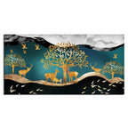 Canvas Wall Painting of Golden Trees With Birds And Deer