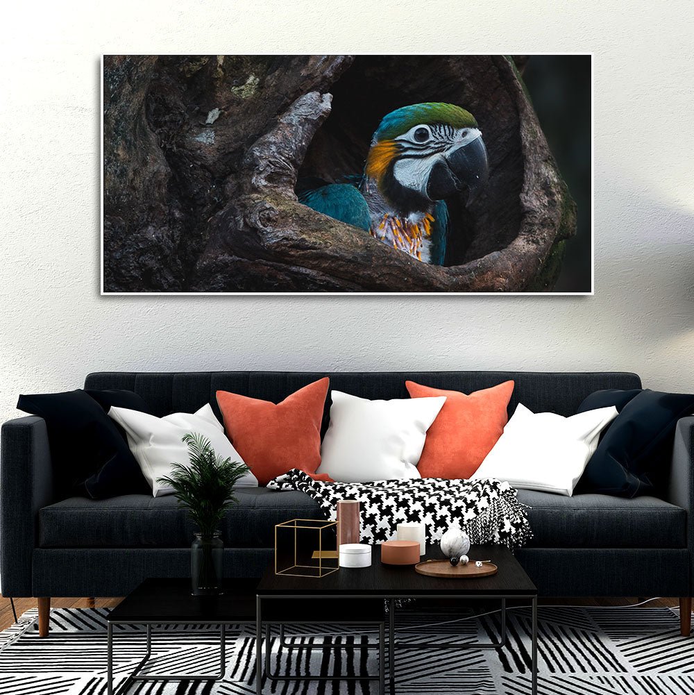Macaw Parrot in Tree Hole – Canvas Wall Painting - Decor Smart