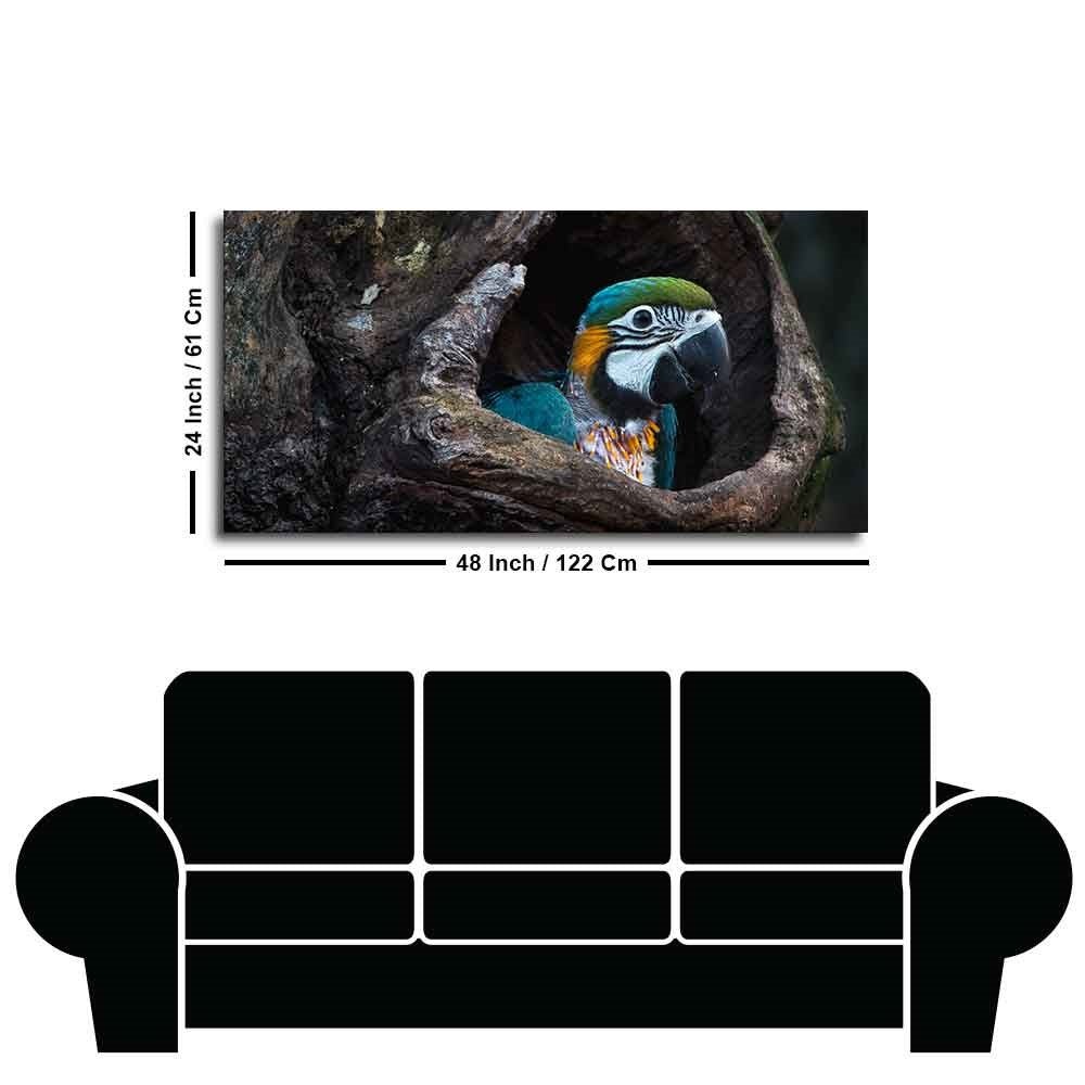 Macaw Parrot in Tree Hole – Canvas Wall Painting - Decor Smart