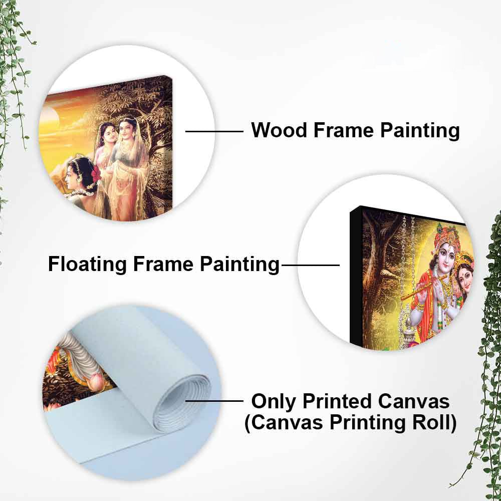 Canvas Wall Painting of Radhe Shyam in Forest - Decor Smart