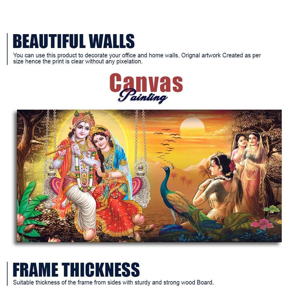 Canvas Wall Painting of Radhe Shyam in Forest - Decor Smart