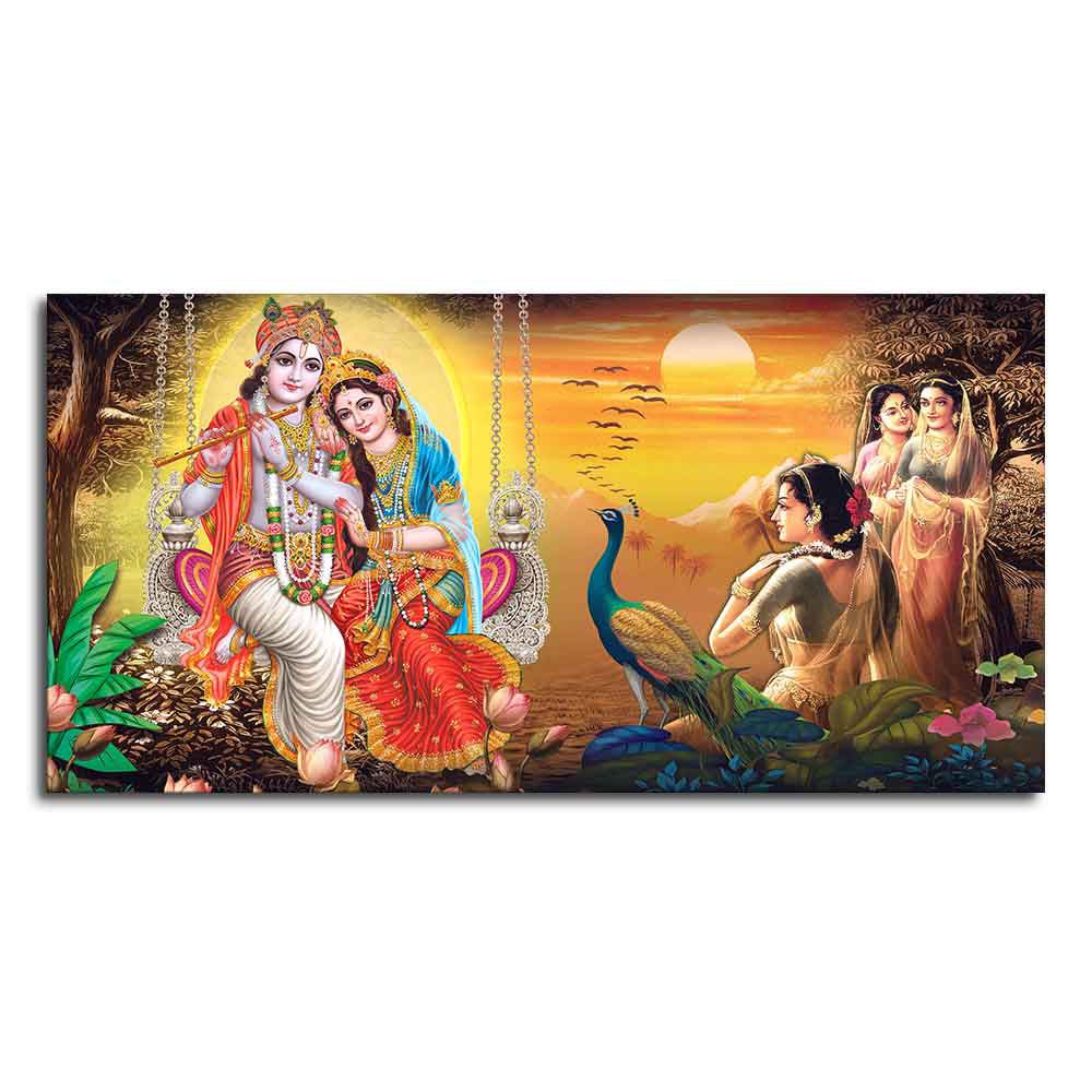 Canvas Wall Painting of Radhe Shyam in Forest - Decor Smart