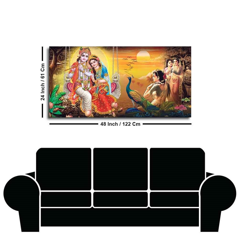 Canvas Wall Painting of Radhe Shyam in Forest - Decor Smart