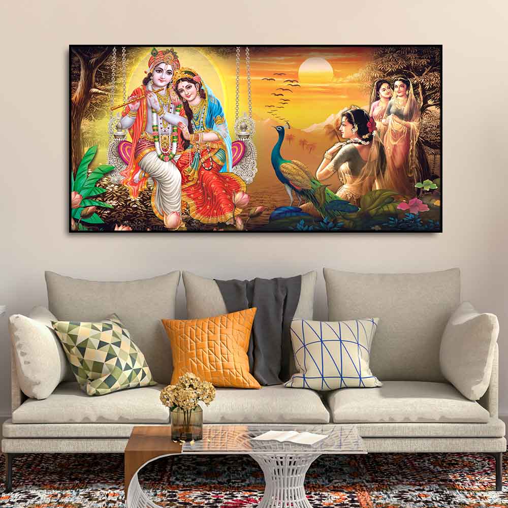 Canvas Wall Painting of Radhe Shyam in Forest - Decor Smart