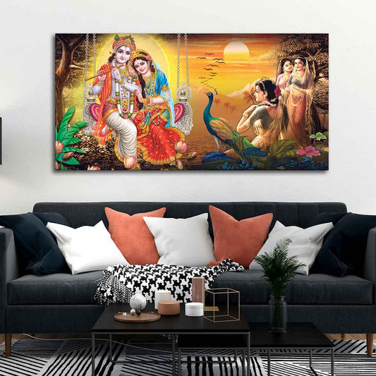 Canvas Wall Painting of Radhe Shyam in Forest - Decor Smart