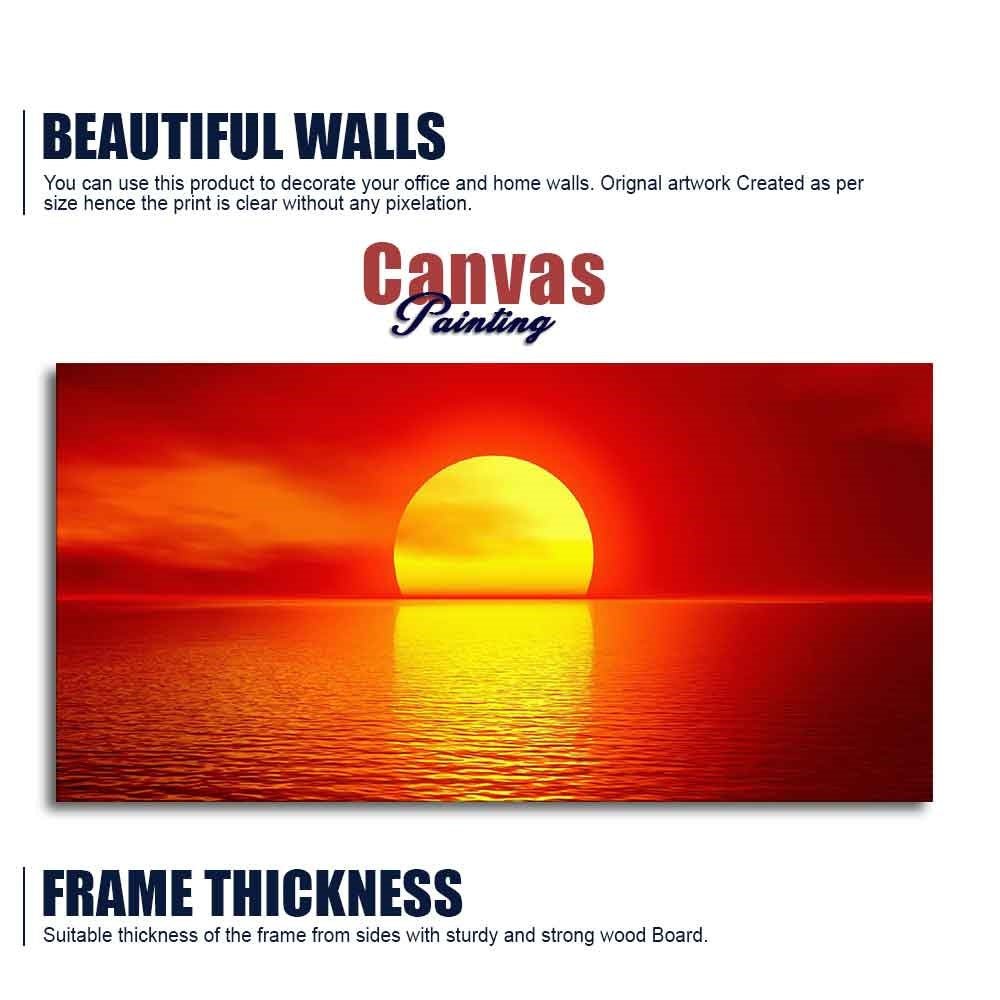 Canvas Wall Painting of Scarlet Sunset Over Ocean - Decor Smart