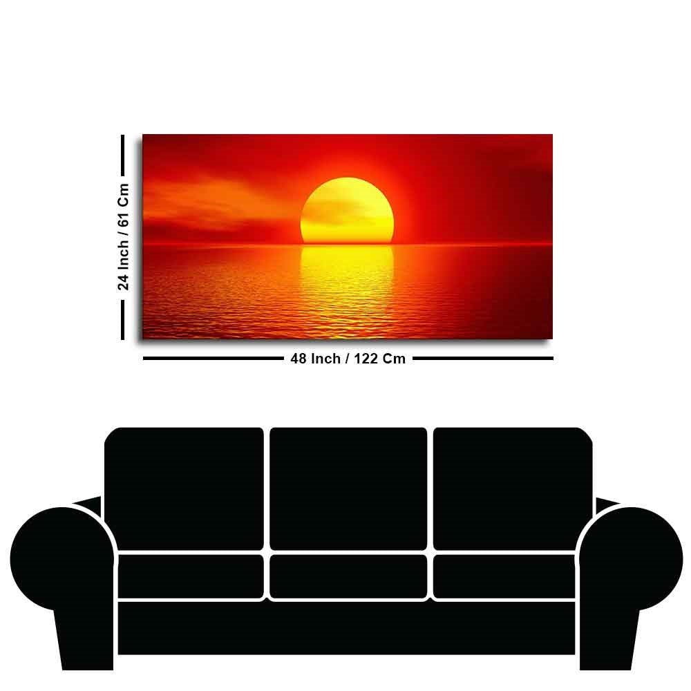 Canvas Wall Painting of Scarlet Sunset Over Ocean - Decor Smart