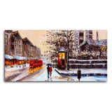 Canvas Wall Painting of Street view of London with Snowfall Background - Decor Smart