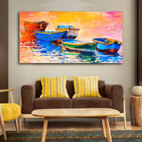 Canvas Wall Painting of The Colorful Boats in Shades of Sunset - Decor Smart