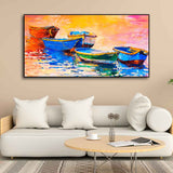 Canvas Wall Painting of The Colorful Boats in Shades of Sunset - Decor Smart