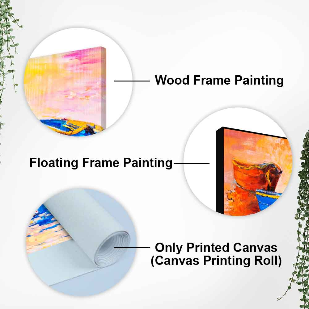 Canvas Wall Painting of The Colorful Boats in Shades of Sunset - Decor Smart