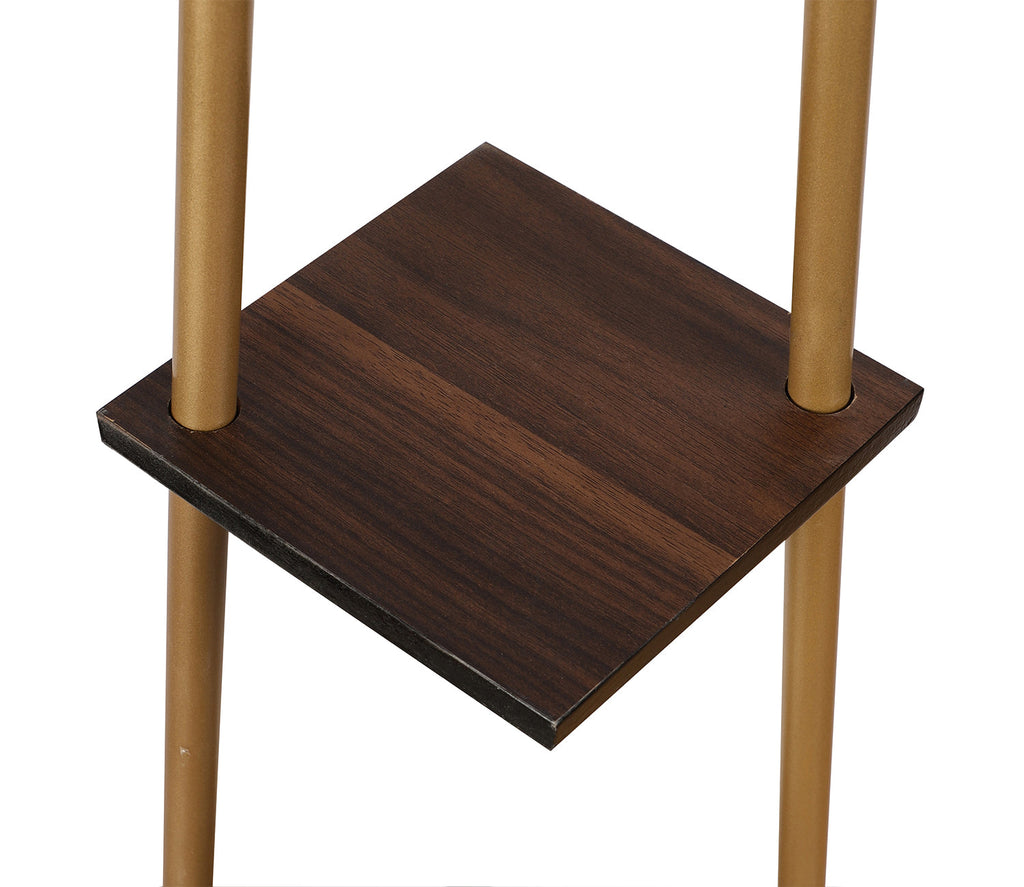 Castle 3 Tier Black Color Shelf Storage Floor Lamp with Golden Metal Legs