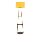 Castle 3 Tier Yellow Color Shelf Storage Floor Lamp with Golden Metal Legs