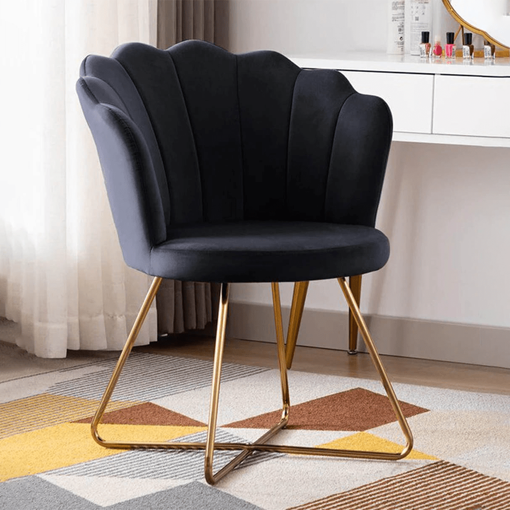 Charcoal Grey Rounded Back Comfy Velvet Accent Chair - Decor Smart