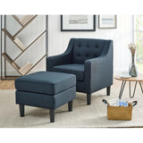 Charcoal Tufted Finish Comfy Lounge Accent Chair with Ottoman - Decor Smart