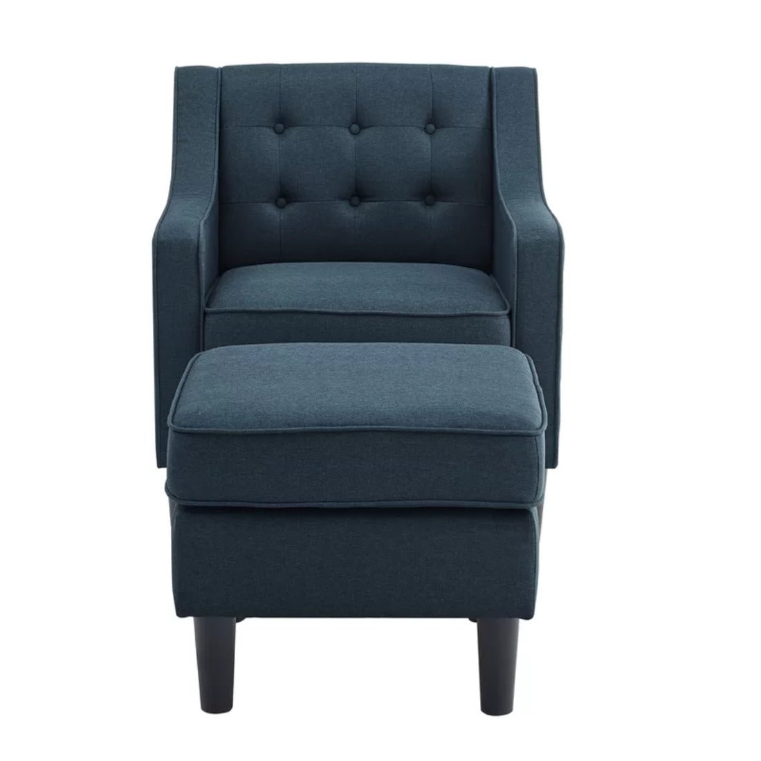 Charcoal Tufted Finish Comfy Lounge Accent Chair with Ottoman - Decor Smart