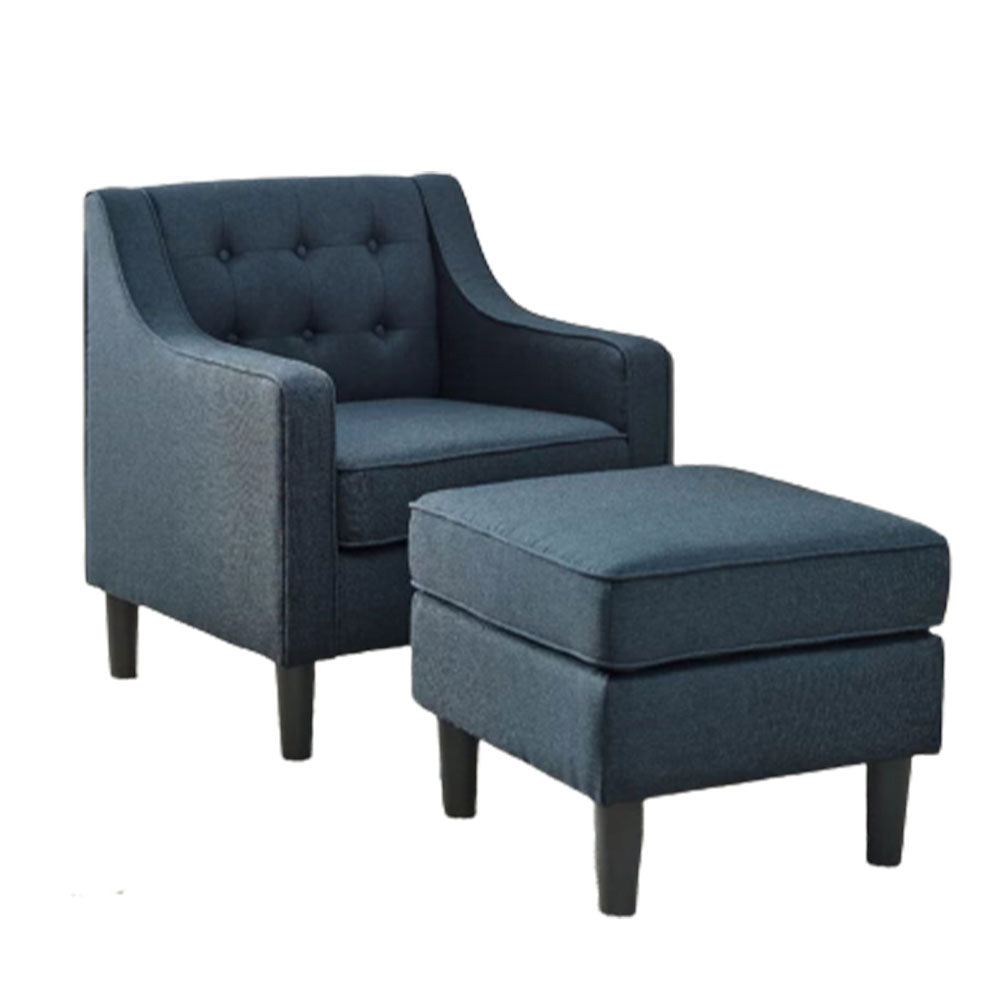 Charcoal Tufted Finish Comfy Lounge Accent Chair with Ottoman - Decor Smart