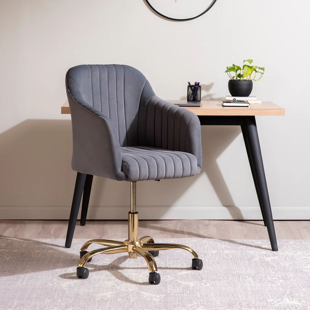 Chic Grey Accent Chair with Tufted Design