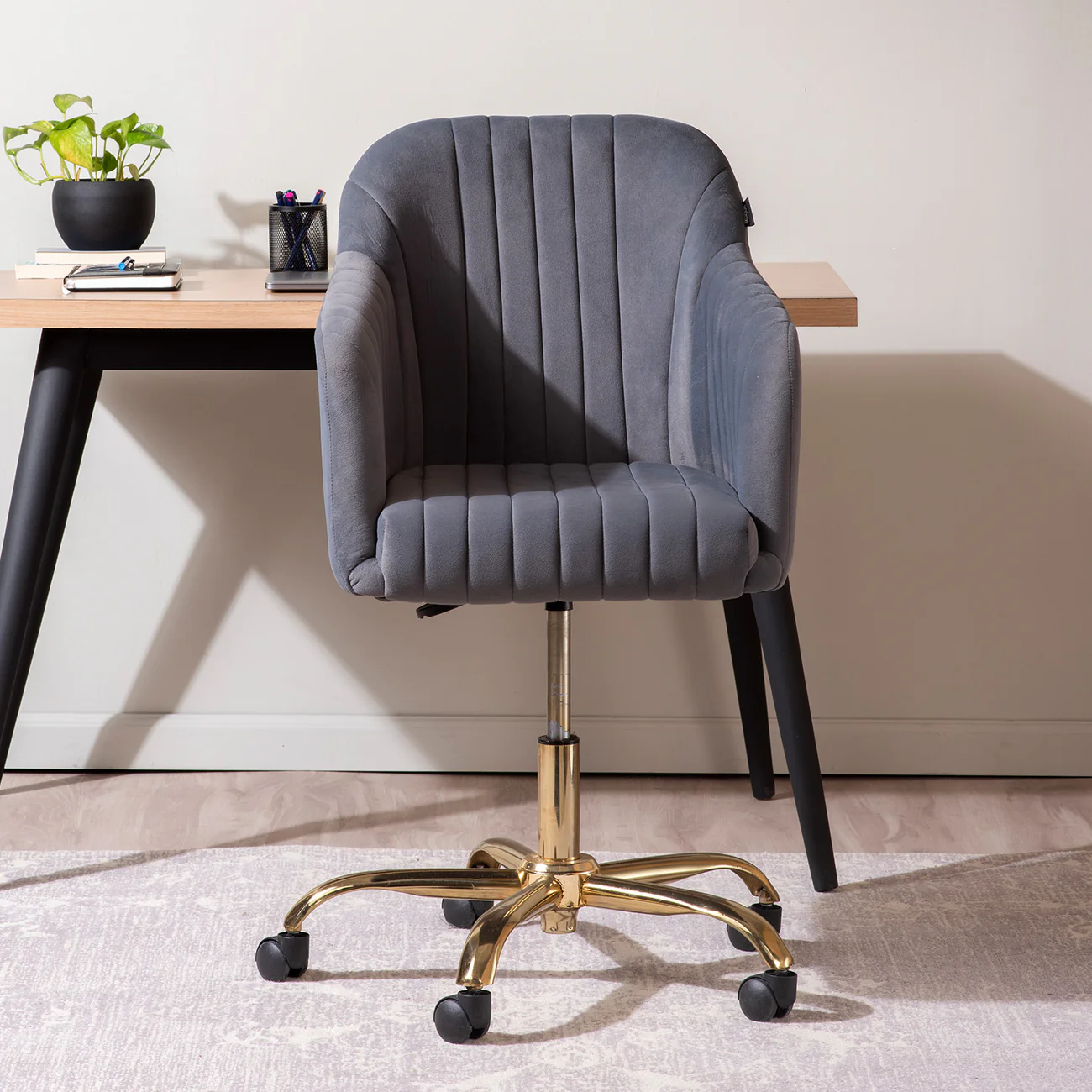 Chic Grey Accent Chair with Tufted Design