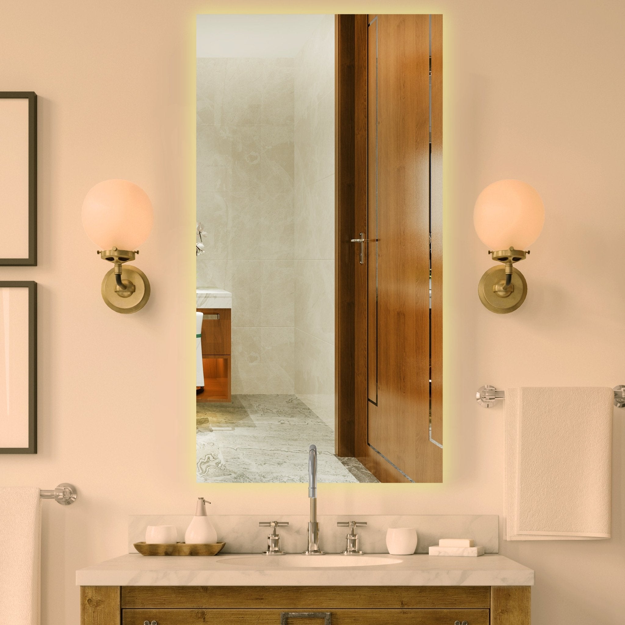 Chic & Minimalist Rectangular Bathroom Mirror With LED - Decor Smart