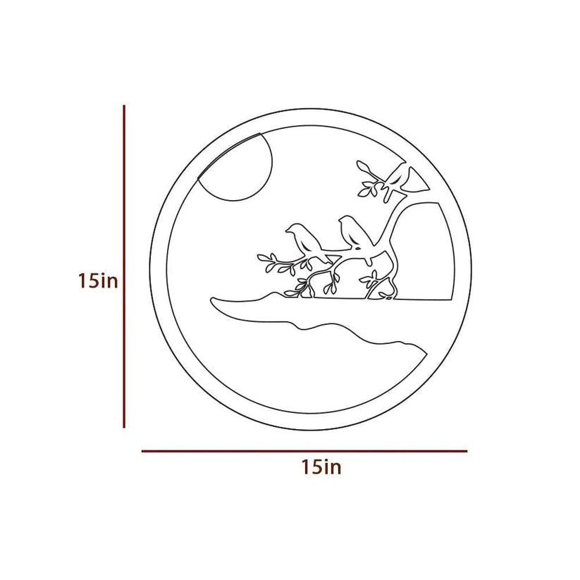 Chirping Birds Rounded Backlit Wooden Wall Decor with LED Night Light - Decor Smart