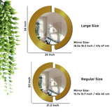 Circle In 2 Pieces Design Wood Wall Mirror With Gold Texture - Decor Smart