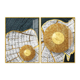Circular Golden Pattern Acrylic Floating Wall Painting Set of 2 - Decor Smart
