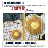Circular Golden Pattern Acrylic Floating Wall Painting Set of 2 - Decor Smart