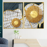 Circular Golden Pattern Acrylic Floating Wall Painting Set of 2 - Decor Smart