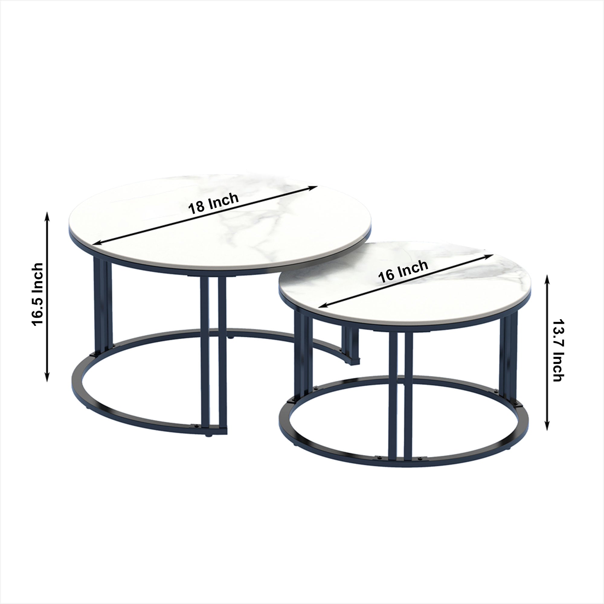 Classic Black Round Coffee Table Set of 2 - Decor Smart