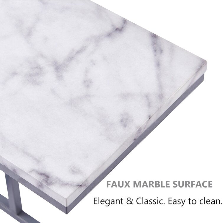 Classic C - Shaped White Marble Designer Side Table - Decor Smart