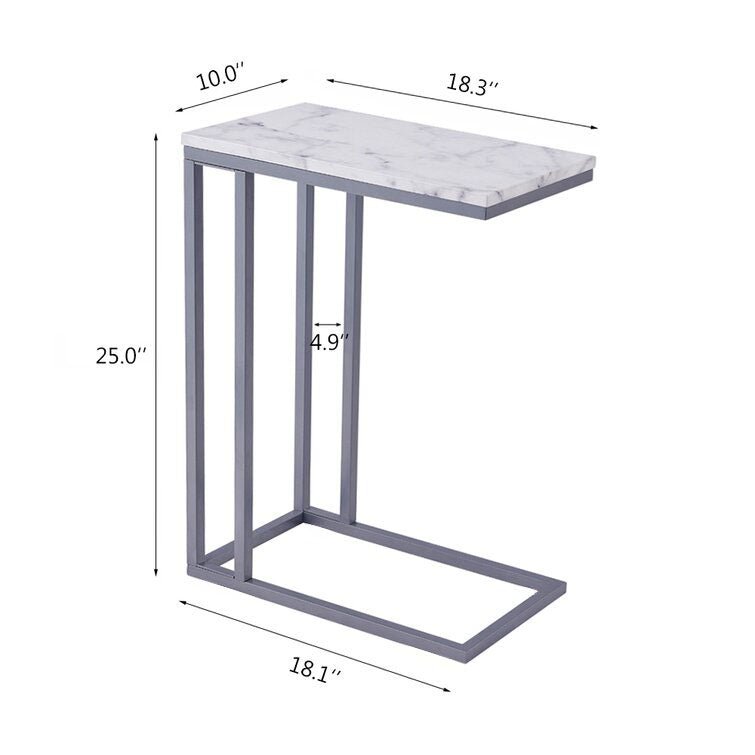 Classic C - Shaped White Marble Designer Side Table - Decor Smart