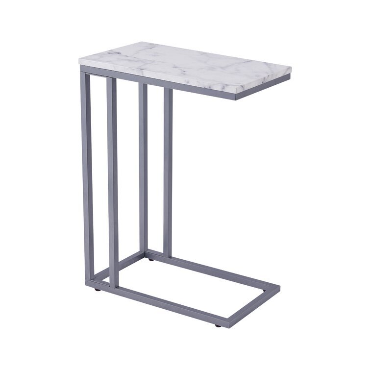 Classic C - Shaped White Marble Designer Side Table - Decor Smart