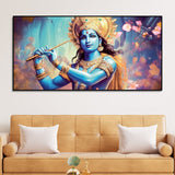 Classic Canvas Wall Panting of Lord Krishna Playing with Flute - Decor Smart