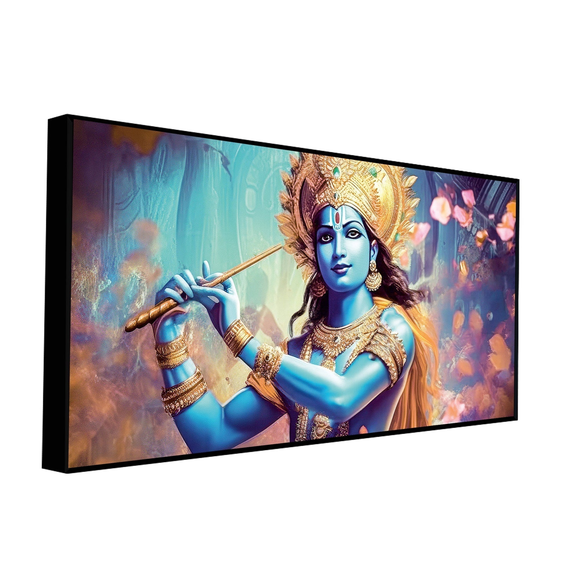 Classic Canvas Wall Panting of Lord Krishna Playing with Flute - Decor Smart