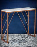 Classic Design Console Table White Rectangular Shape with Copper Metal Finish - Decor Smart