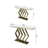 Classic Design Golden Console Table in Geometric Pattern - Decor Smart