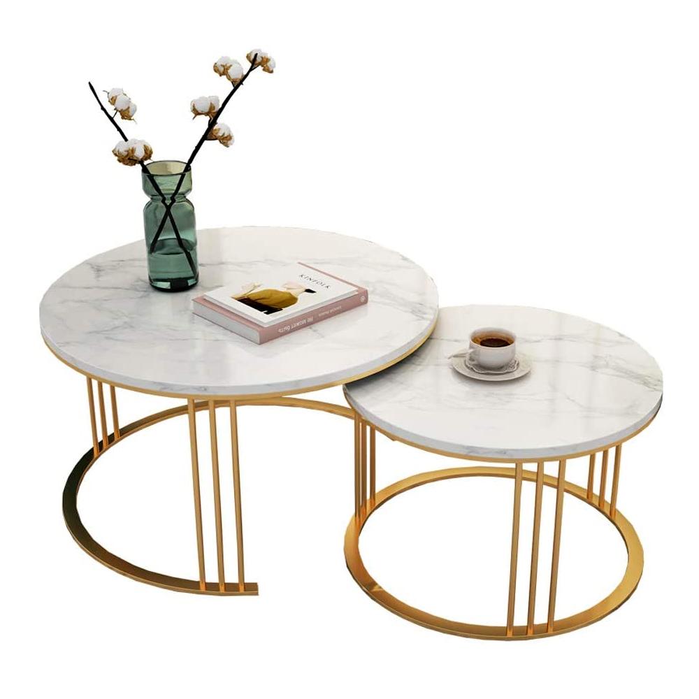Classic Designer Tethered Iron Stand Coffee Table Set of 2 - Decor Smart