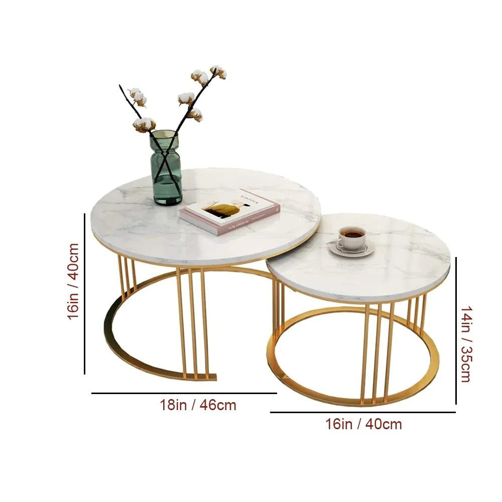 Classic Designer Tethered Iron Stand Coffee Table Set of 2 - Decor Smart
