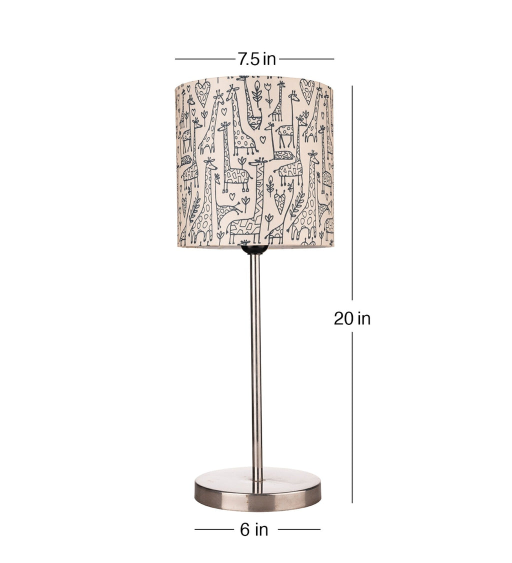 Classic Giraffe Art Shade Table Lamp with Silver Finish Base