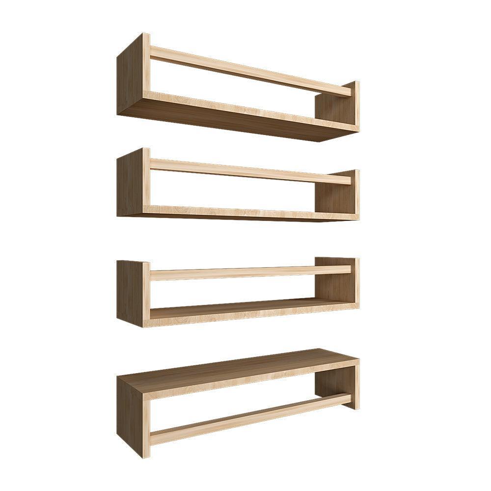 Classic Horizontal Four Wall Shelf with Oak Finish - Decor Smart