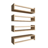 Classic Horizontal Four Wall Shelf with Oak Finish - Decor Smart
