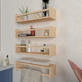 Classic Horizontal Four Wall Shelf with Oak Finish - Decor Smart