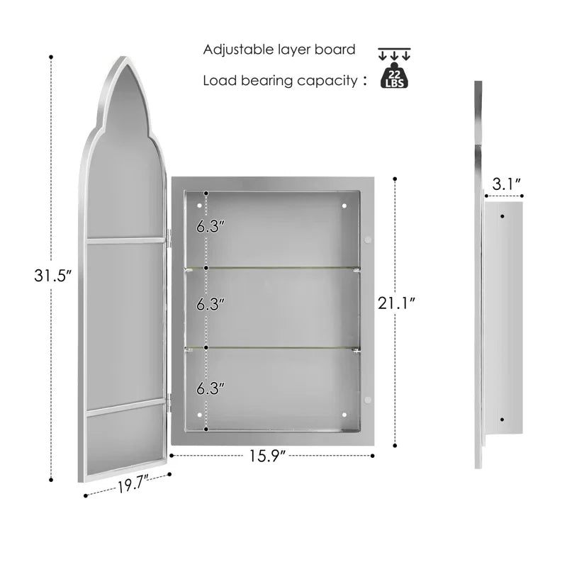 Classic Moroccan-Style Arched Bathroom Wall Mirror