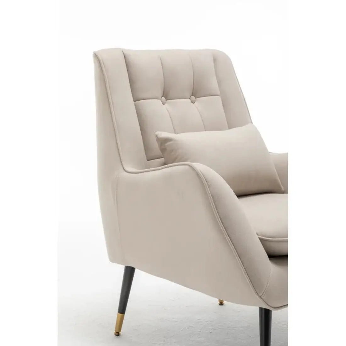 Classic Off - White Thick Padded Velvet Sofa Lounge Chair with Cushion - Decor Smart