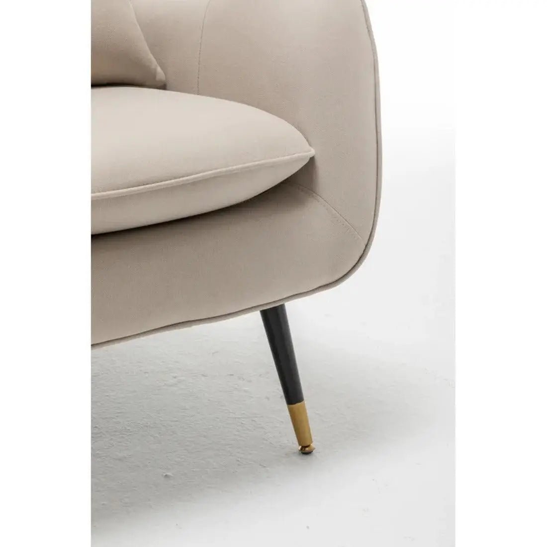 Classic Off - White Thick Padded Velvet Sofa Lounge Chair with Cushion - Decor Smart