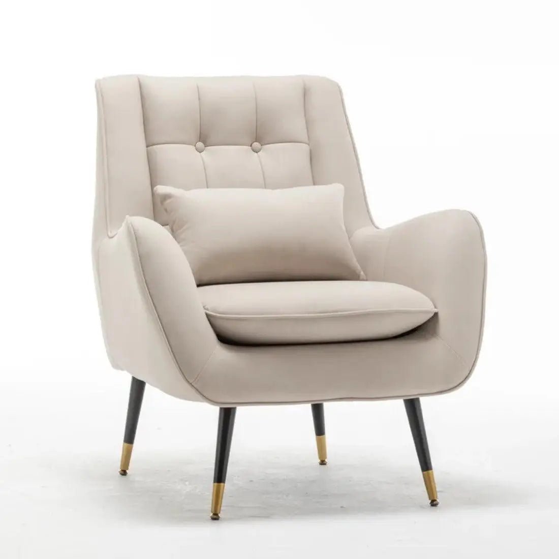 Classic Off - White Thick Padded Velvet Sofa Lounge Chair with Cushion - Decor Smart